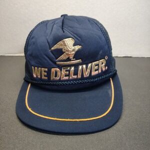 USPS Trucker Hat Navy Blue Vintage We Deliver Gold Foil Eagle Mesh Cap